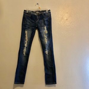 Dark Wash Ripped Skinny Jeans